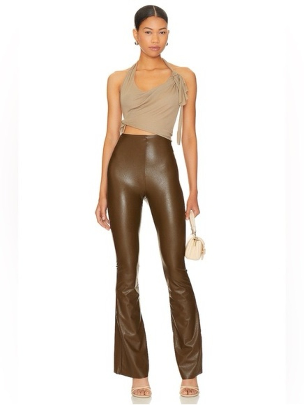 New! Commando Faux Leather Wide Leg Pull On Flare Pants Cadet 🤎 Small NWT!